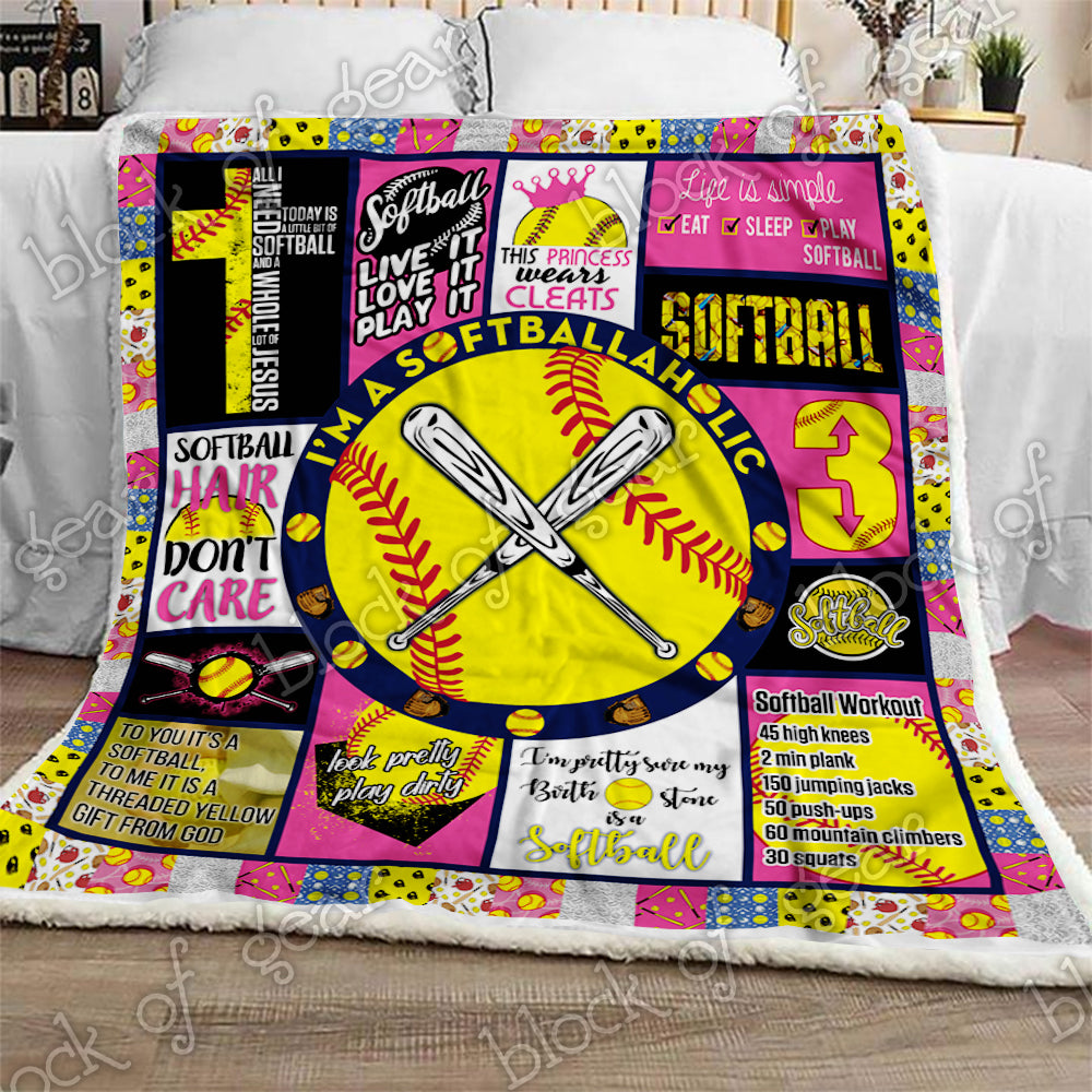 Im A Softballaholic CL210966MD Sherpa Fleece Blanket