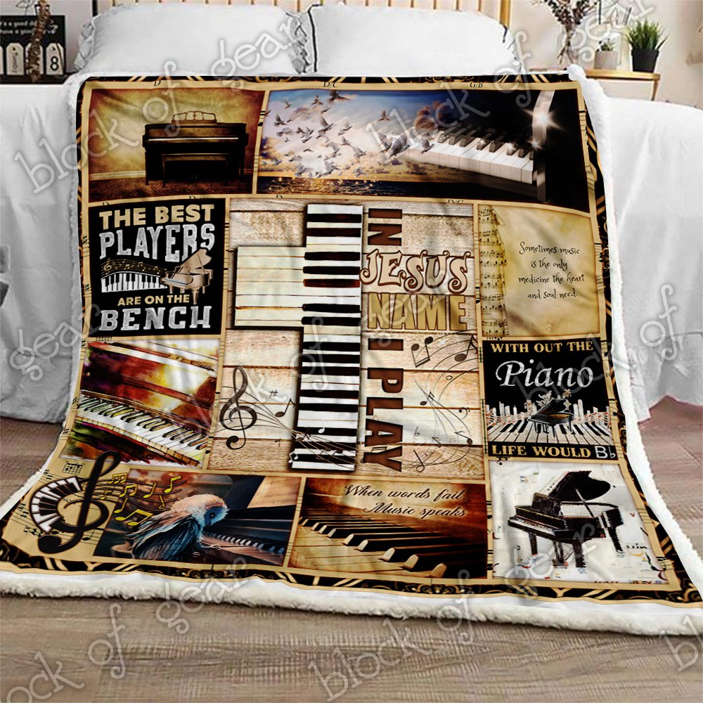 In Jesus Name I Play Piano CL180953MDF Sherpa Fleece Blanket