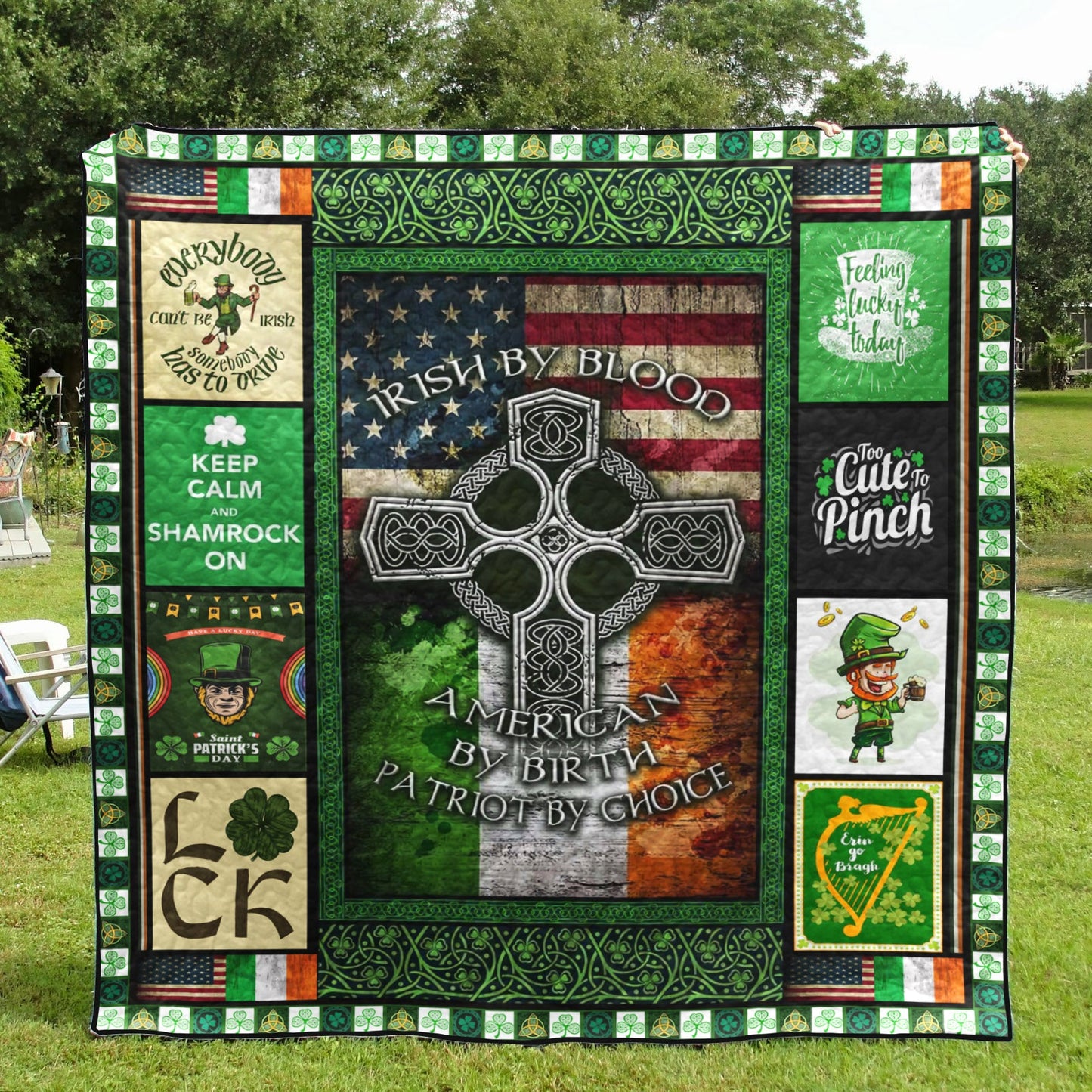 Irish By Blood American By Birth Patriot By Choice CLA0211001Q Quilt Blanket