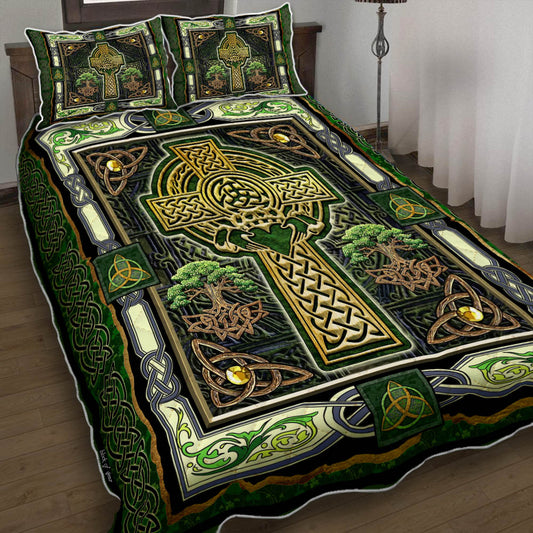 Irish Celtic Cross Quilt Bedding Set CLH1009003