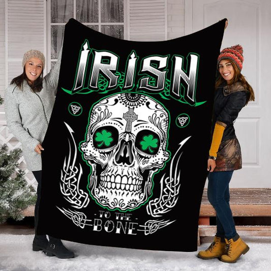 Irish Sugar Skull Shamrock CLH2612263F Sherpa Fleece Blanket