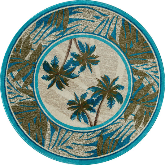 Island Beach Palm CLM051029TM Round Area Rug