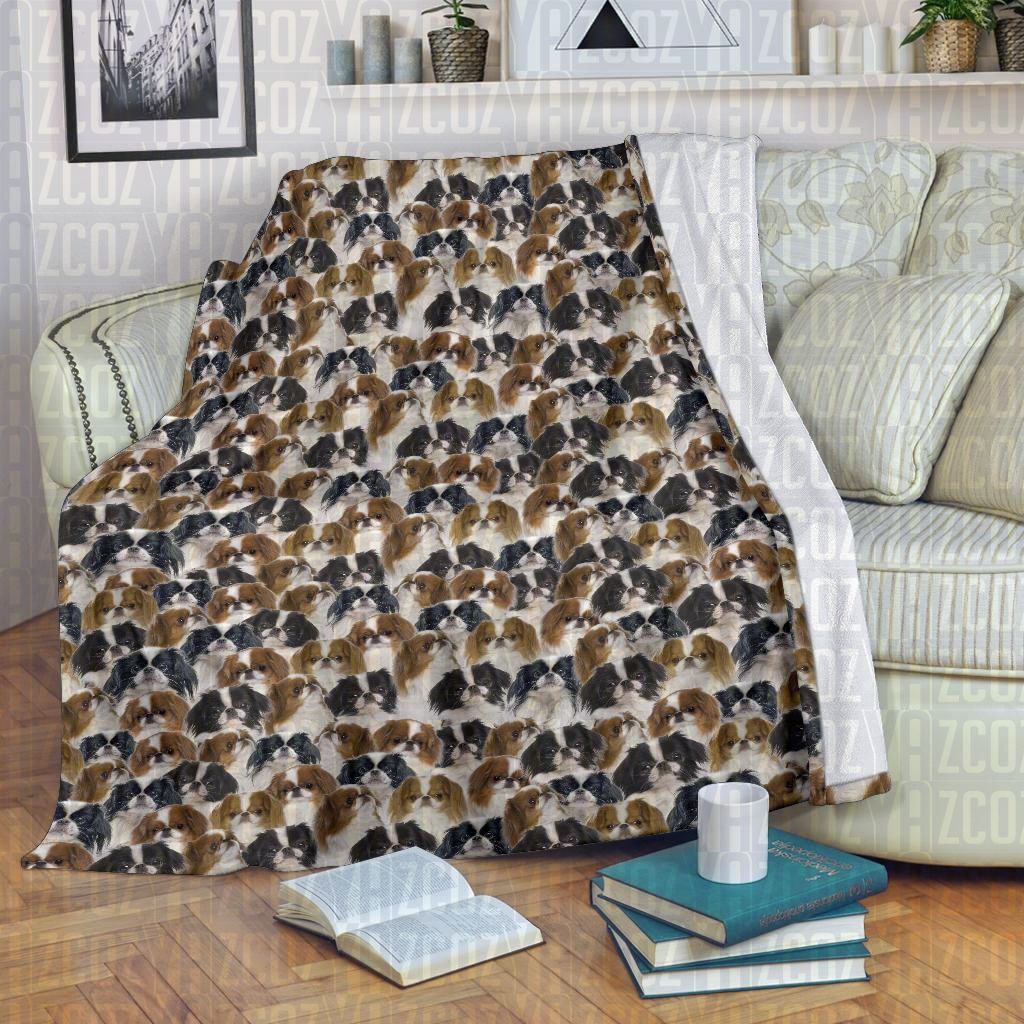 Japanese Chin Full Face CL21110536MDF Sherpa Fleece Blanket