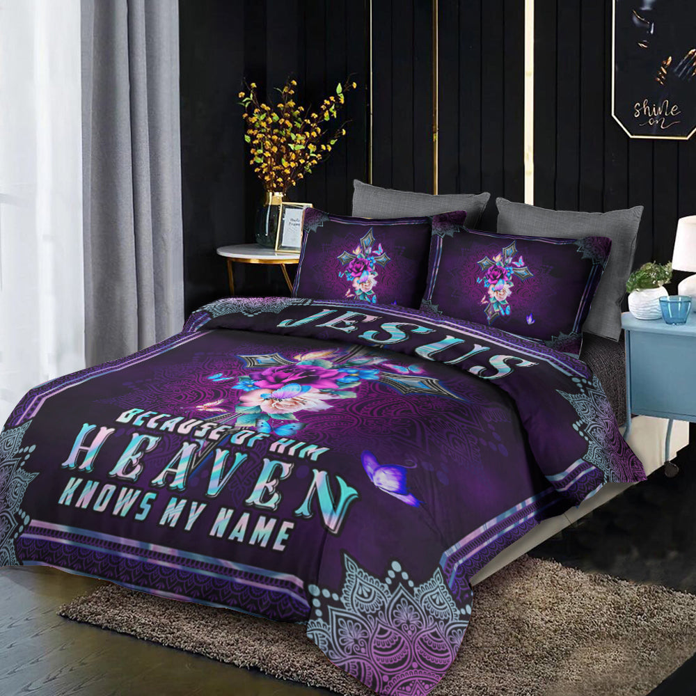Christian Jesus Heaven Know My Name Cross Butterfly Floral Bedding Sets HN030602MB