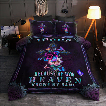 Christian Jesus Heaven Know My Name Cross Butterfly Floral Bedding Sets HN030602MB