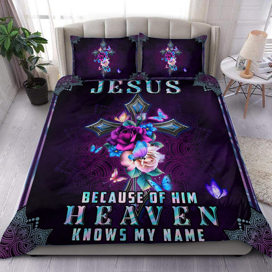 Christian Jesus Heaven Know My Name Cross Butterfly Floral Bedding Sets HN030602MB