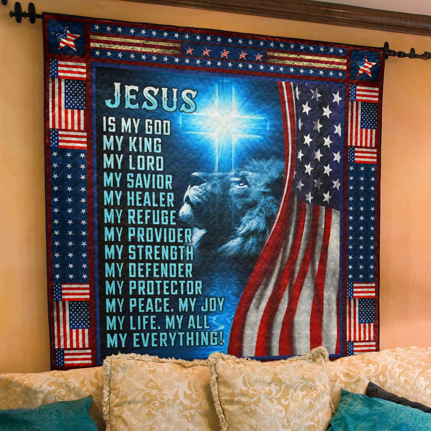 Jesus Is My God Lion Christian  Quilt Blanket TL020603Y