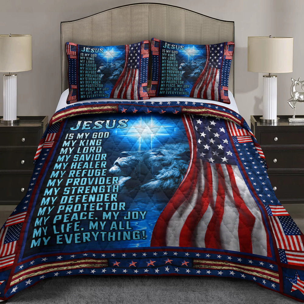 Jesus Is My God Lion Christian  Quilt Bedding Set TL020603QS