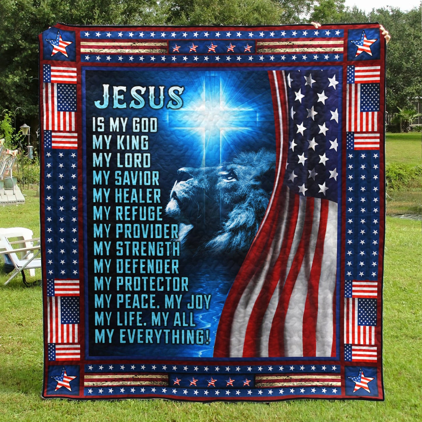 Jesus Is My God Lion Christian  Quilt Blanket TL020603Y