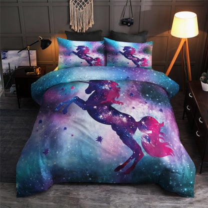 Jumping Unicorn and Galaxy Printing Cotton 3D CLA22100630B Bedding Sets