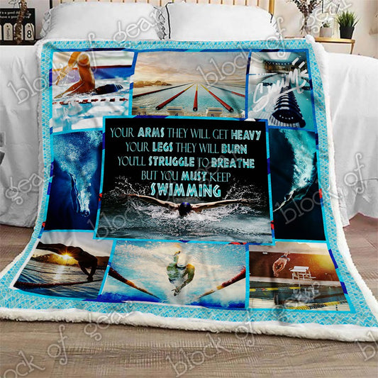 Keep Swimming CL281008MDF Sherpa Fleece Blanket
