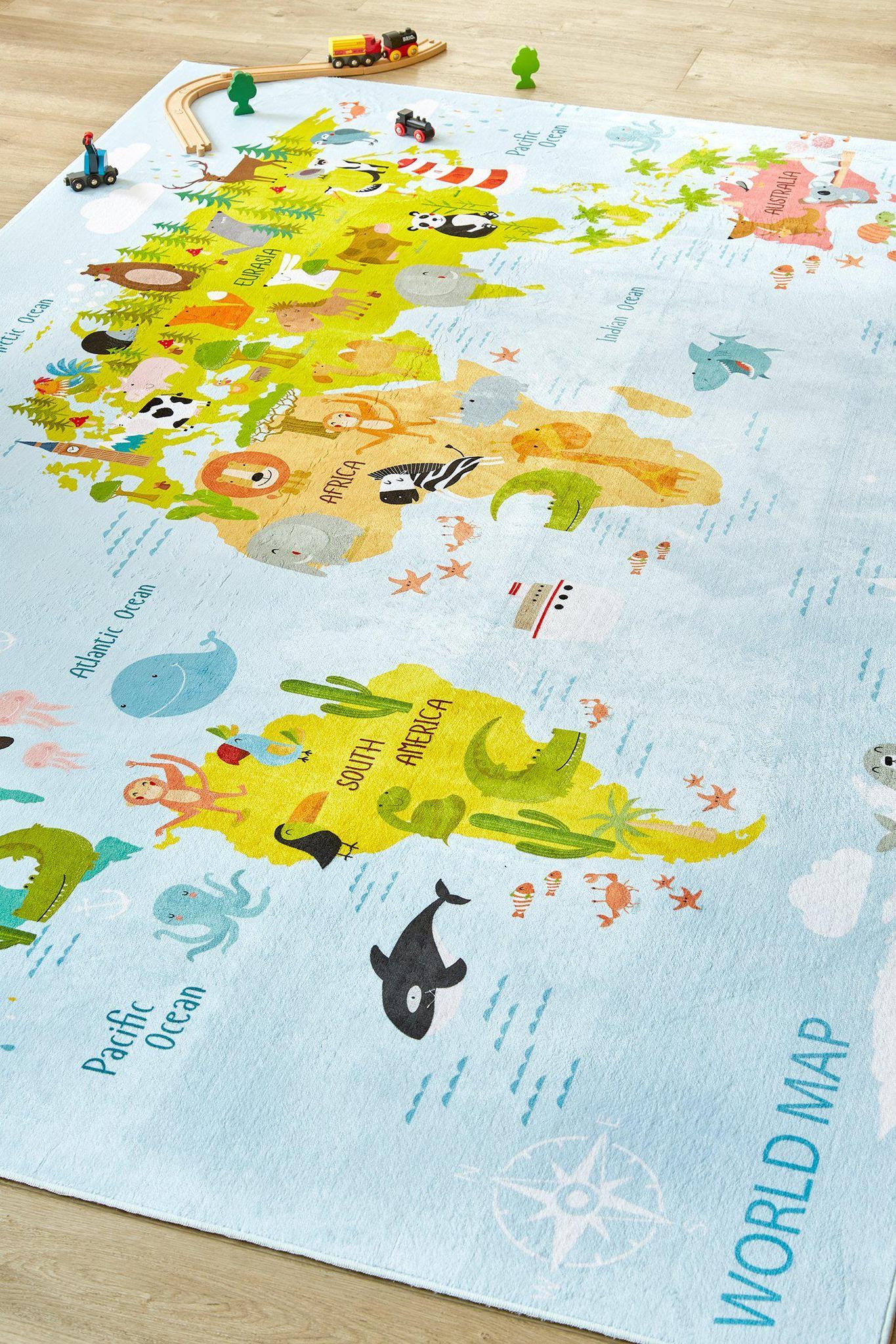 Kids World Map CLM1110239M Rug