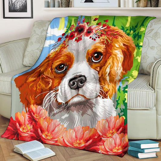 King Charles Spaniel BL160839F Sherpa Fleece Blanket