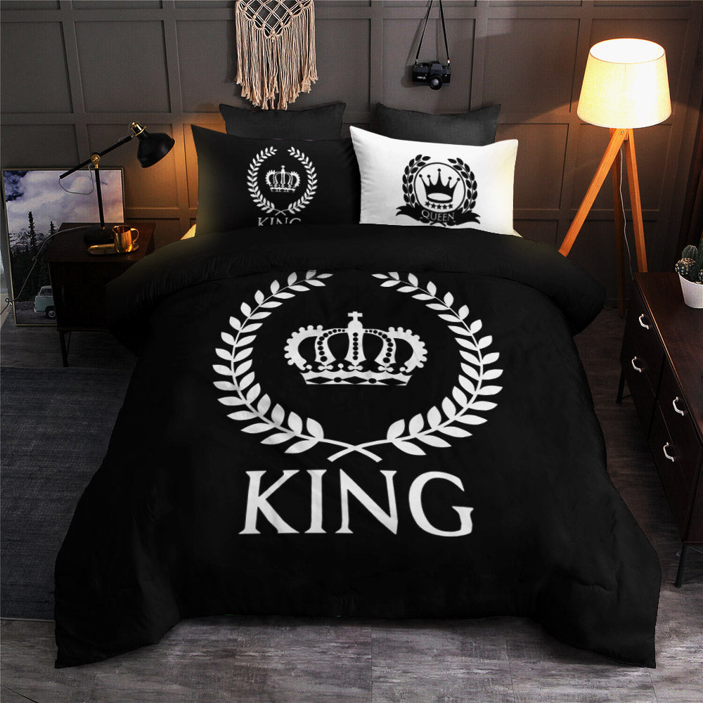King and Crown Black Printed Cotton CLA22100635B Bedding Sets