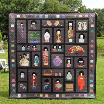 Kokeshi Dolls CLA0111467Q Quilt Blanket