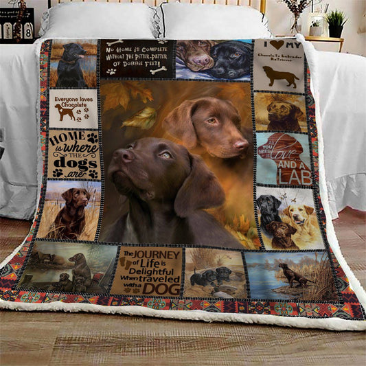 Labrador Chocolate Cute CL10100170MDF Sherpa Fleece Blanket