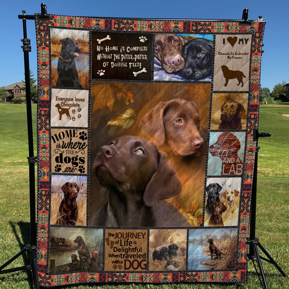 Labrador Chocolate Cute CL10100171MDQ Quilt Blanket