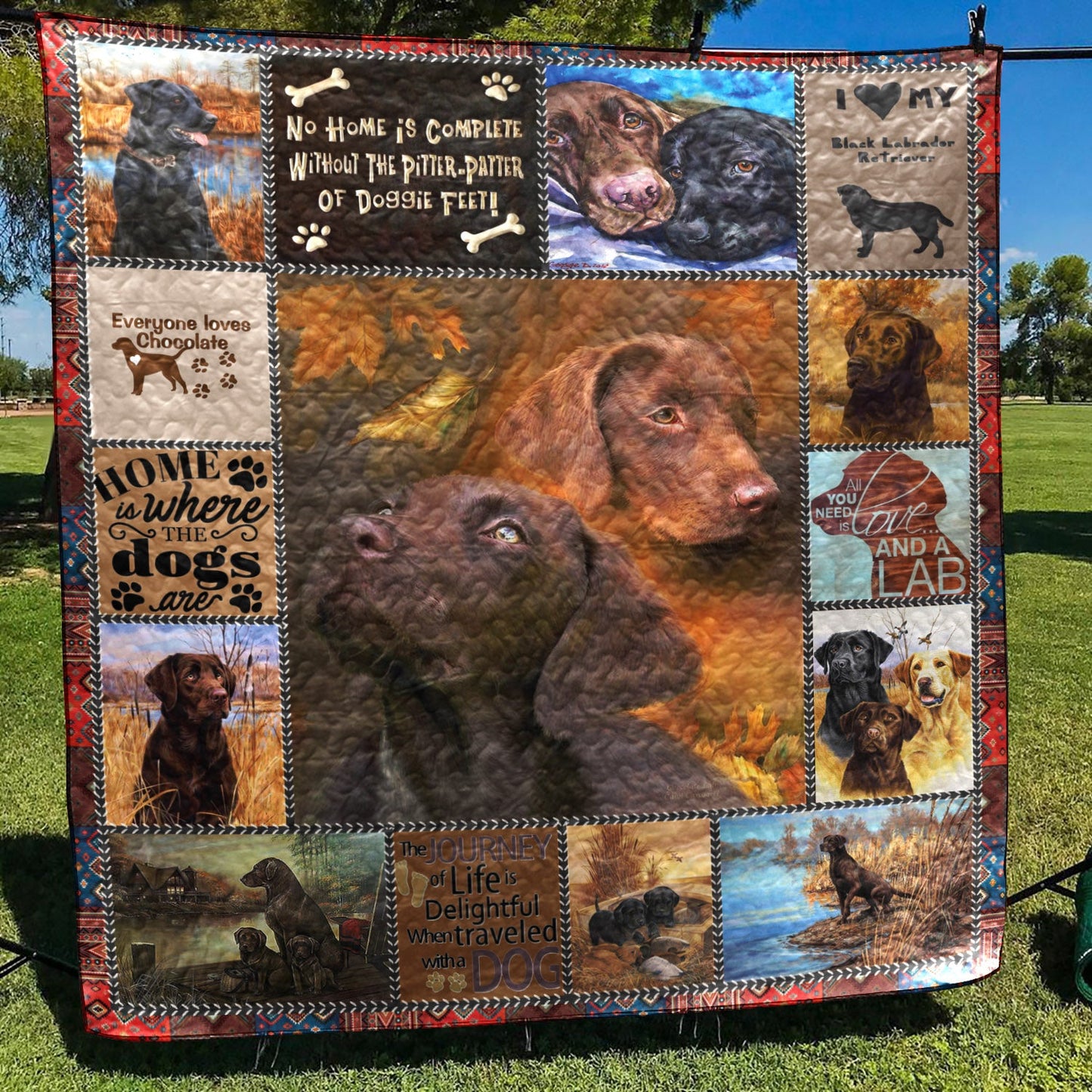 Labrador Chocolate Cute CL10100171MDQ Quilt Blanket