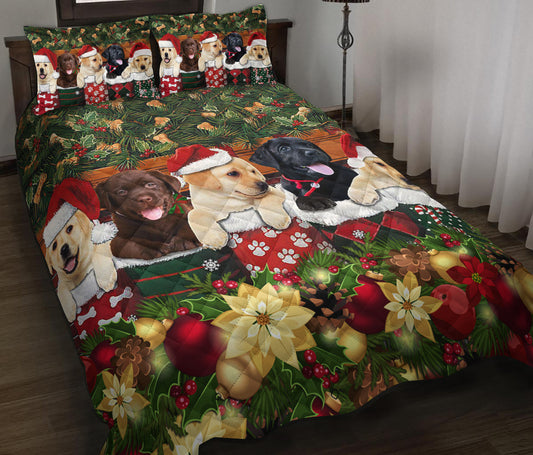 Labrador Christmas Babies Quilt Bedding Set HM1309005