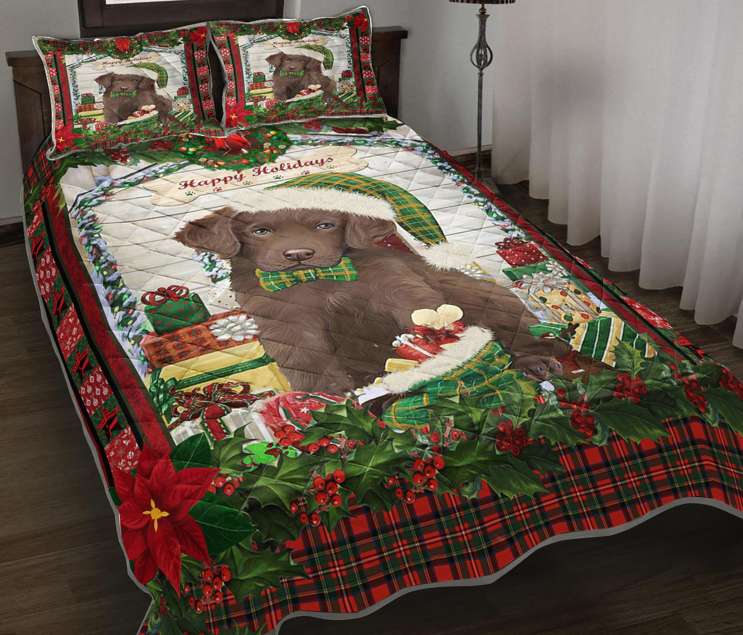 Labrador Christmas Quilt Bedding Set TL290910