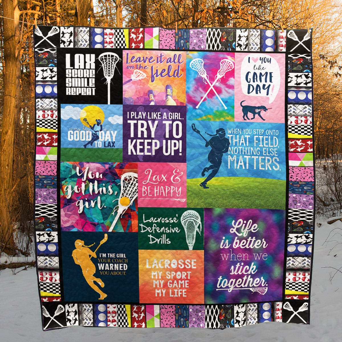 Lacrosse And Be Happy PKT210659 Quilt Blanket