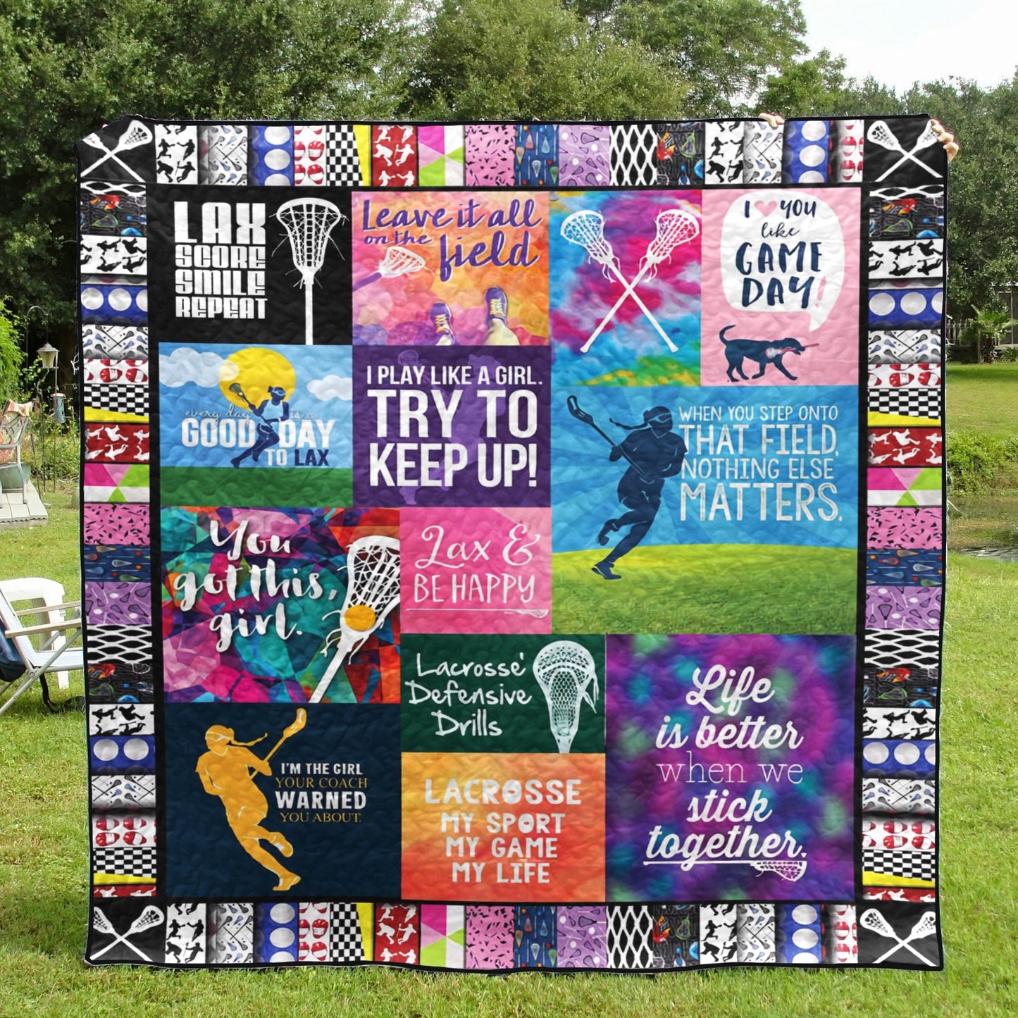 Lacrosse And Be Happy PKT210659 Quilt Blanket