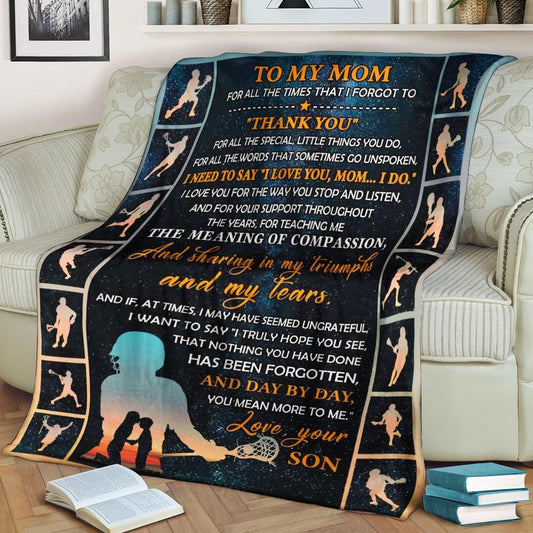 Lacrosse To My Mom Thank You CLA1910292F Sherpa Fleece Blanket