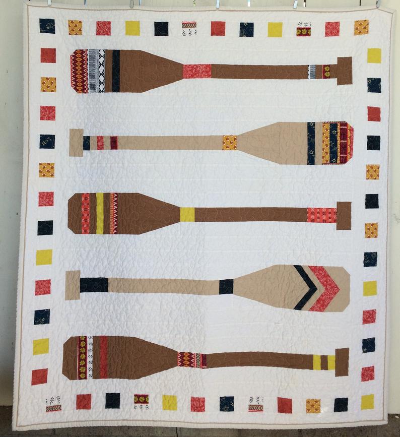 Lake House Vintage Paddle CLA2111410Q Quilt Blanket