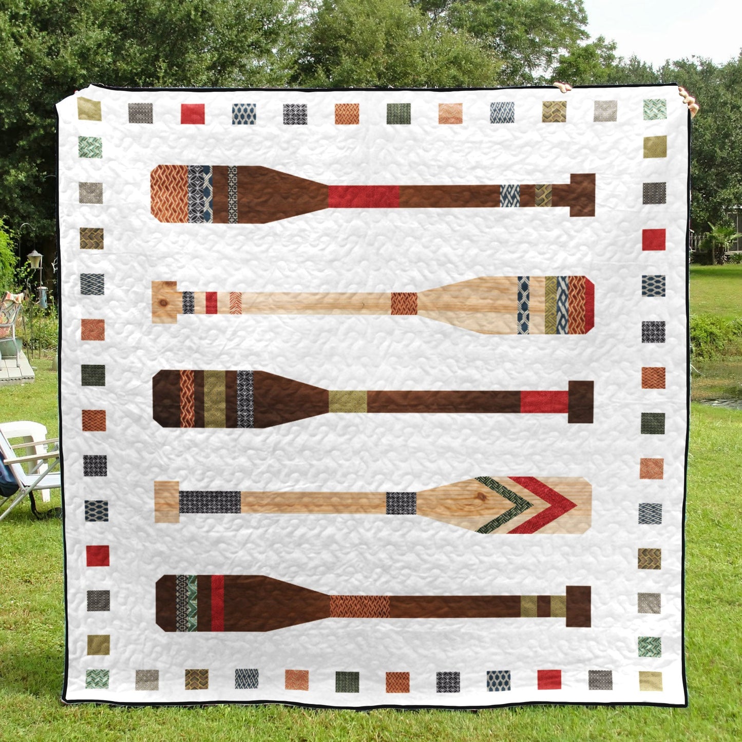 Lake House Vintage Paddle CLA2111410Q Quilt Blanket