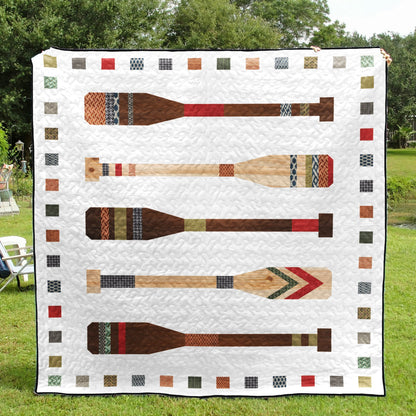 Lake House Vintage Paddle CLA2111410Q Quilt Blanket