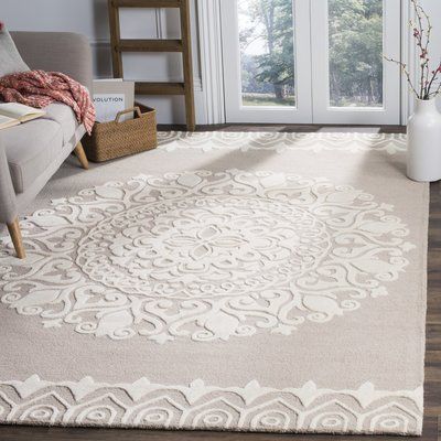 Lark Manor Leonard Handtufted Wool Beige Ivory CLA1110160R Rug