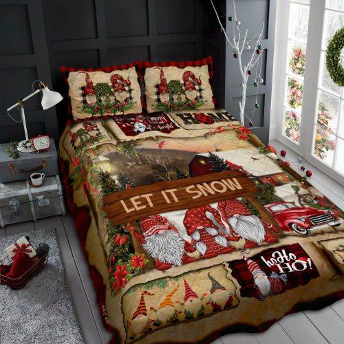Let It Snow Gnome Christmas Quilt Bed Sheet CLH0809006