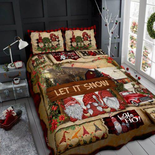 Let It Snow Gnome Christmas Quilt Bedding Set CLH0809006