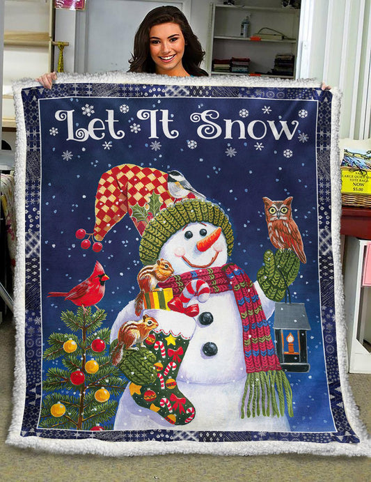 Let It Snow HM221009D Sherpa Fleece Blanket