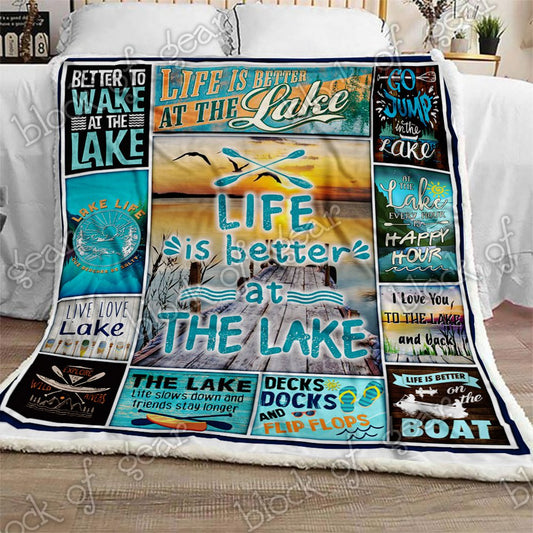 Life Is Better At The Lake Kayaking CL210977MD Sherpa Fleece Blanket