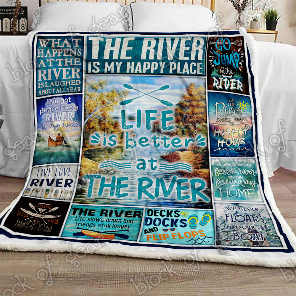 Life Is Better At The River CL180960MDF Sherpa Fleece Blanket