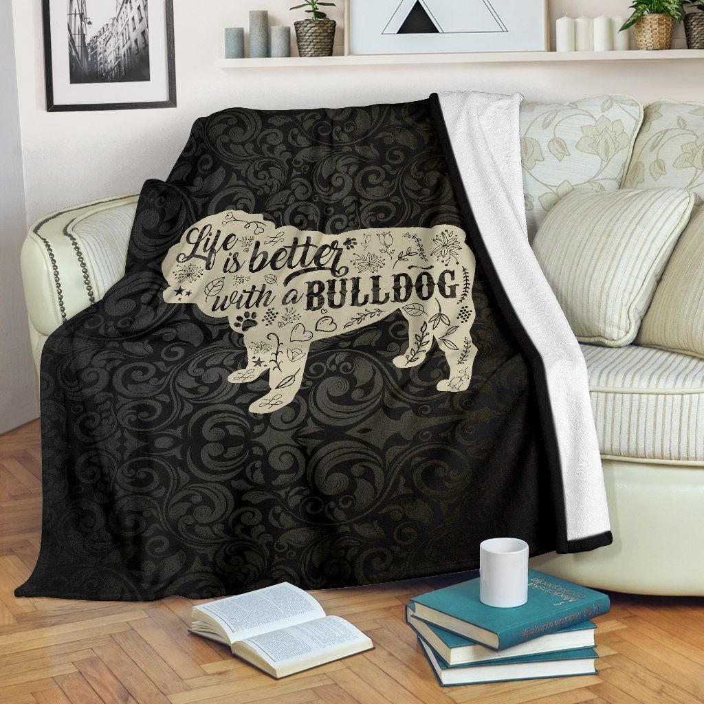 Life Is Better With A Bulldog CL06120584MDF Sherpa Fleece Blanket