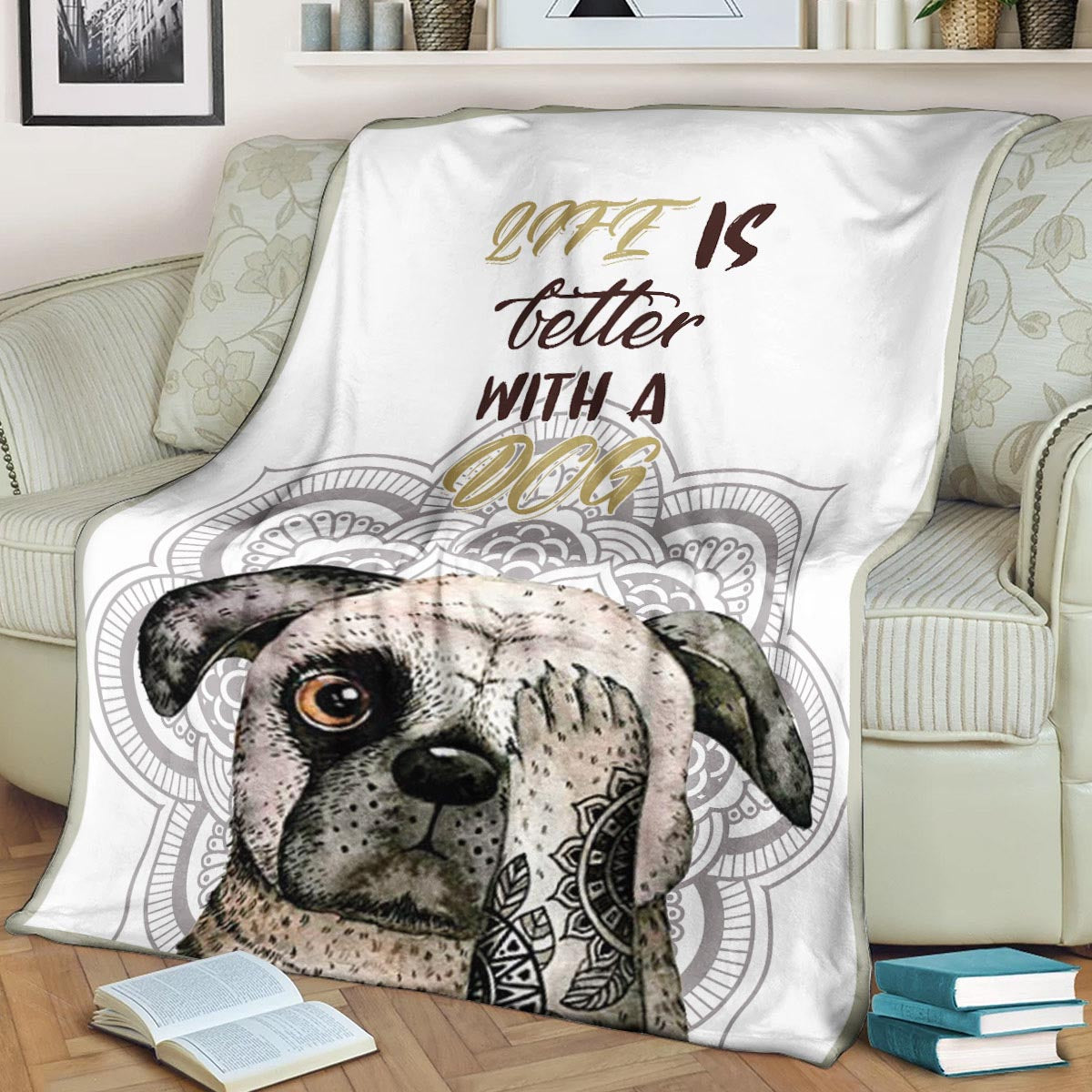 Life Is Better With A Dog Pug CLA21100535F Sherpa Fleece Blanket