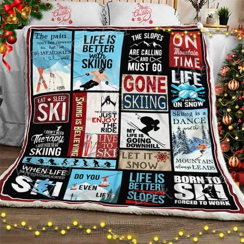 Life Is Better With Skiing CL30100171MDF Sherpa Fleece Blanket