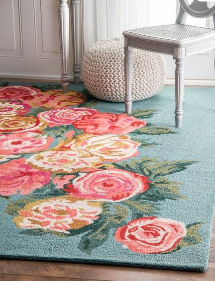 Light Blue Beautiful Rose Bouquet CLT0810077A Rug