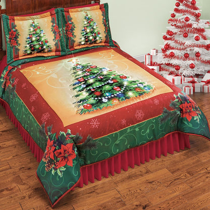 Lighted Christmas Tree Quilt Bedding Set CLH2909002