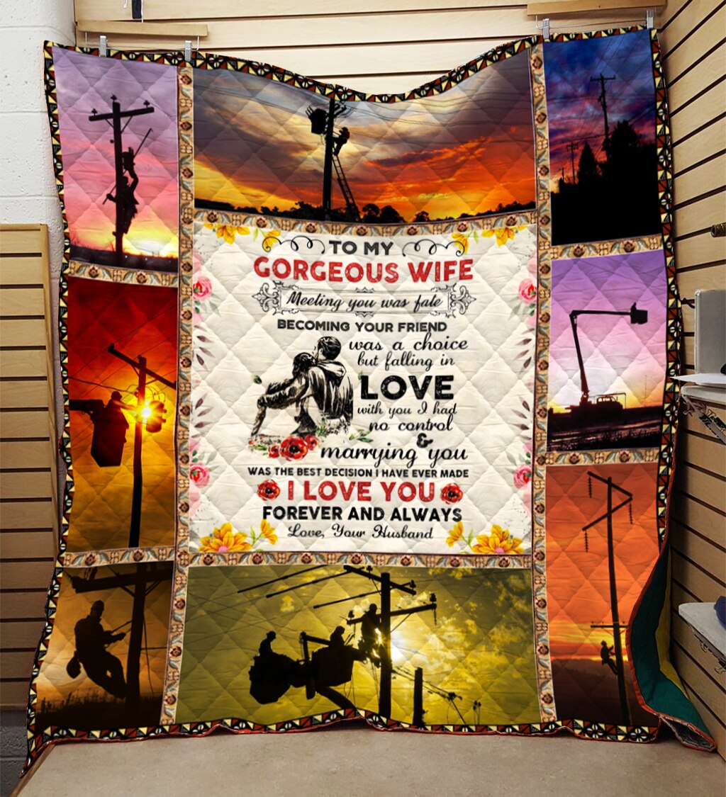 Lineman To My Gorgeous Wife 3d CLH0511447Q Quilt Blanket