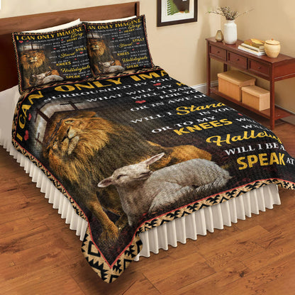 Lion Of Judah, White Lamb Quilt Bed Sheet HN010605MBS