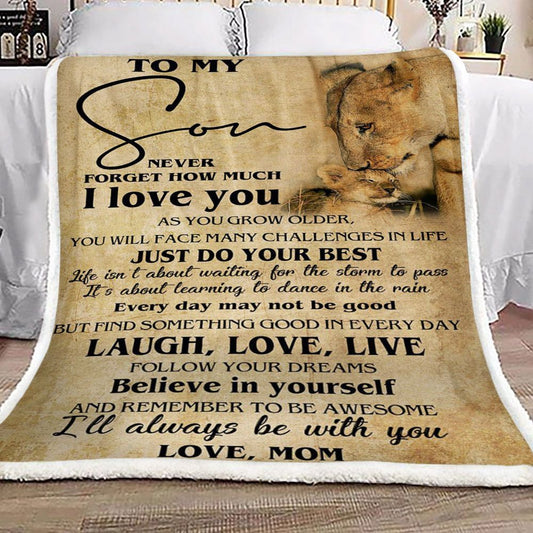 Lion To My Son From Mom CL16110472MDF Sherpa Fleece Blanket