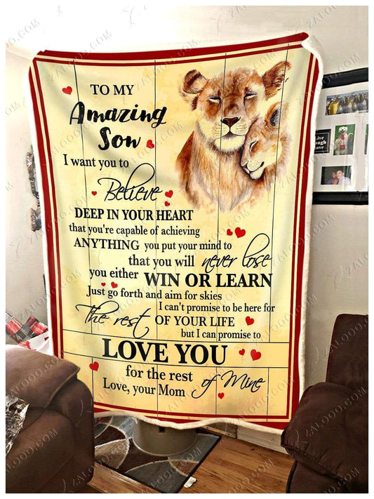 Lion To My Son Mom CL260914MDF Sherpa Fleece Blanket