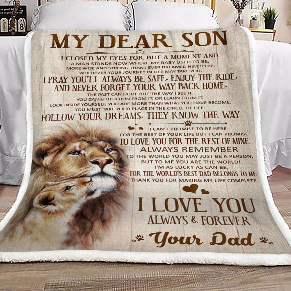 Lion My Dear Son Your Dad CL16110463MDF Sherpa Fleece Blanket