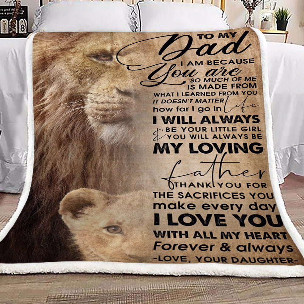 Lion To My Dad Love Your Daughter CL16110464MDF Sherpa Fleece Blanket