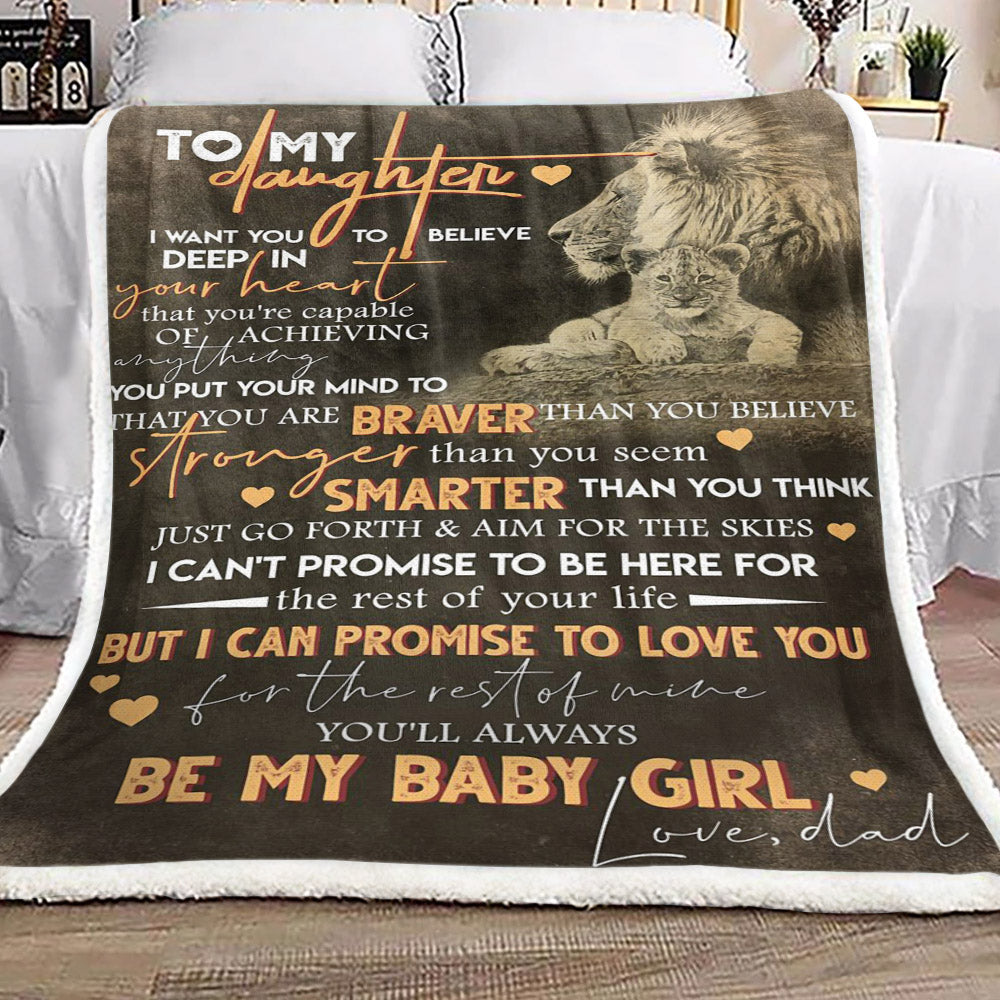 Lion To My Daughter Love Dad CL16110466MDF Sherpa Fleece Blanket