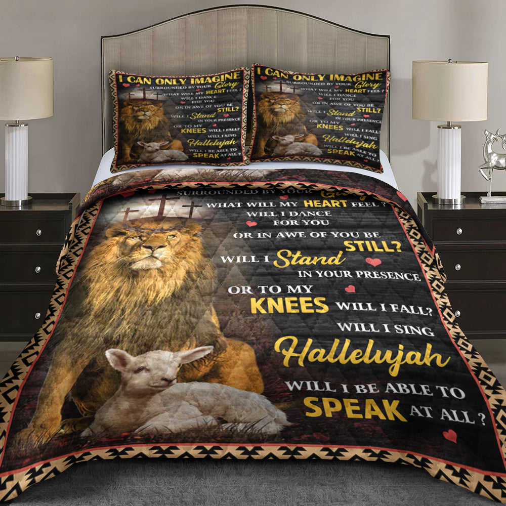 Lion Of Judah, White Lamb Quilt Bed Sheet HN010605MBS