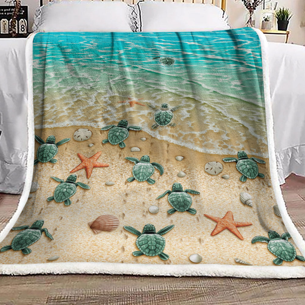 Little Turtle And Sea DD1010192F Sherpa Fleece Blanket
